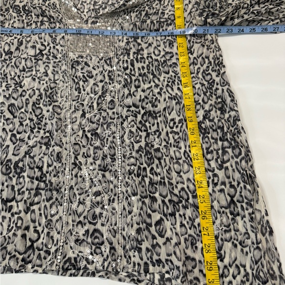 Chico's Black & White Leopard Print 100% silk Women's Tunic size XL (3) - Picture 10 of 13